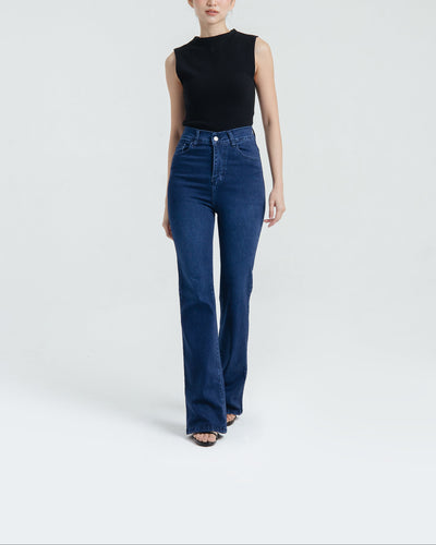 Dark Blue Elongating Flare Jeans