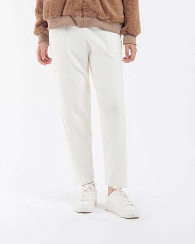 White Relaxed Knit Winter Pants