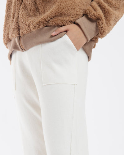 White Relaxed Knit Winter Pants