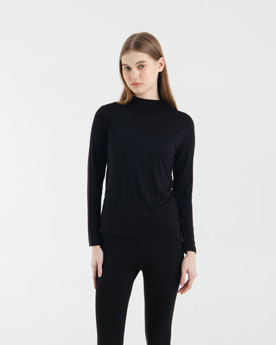 Black Bamboo High Neck Top