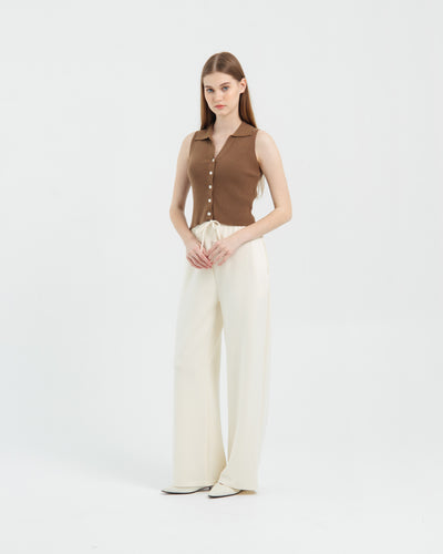 Cream Bamboo Lyocell Essential Pants