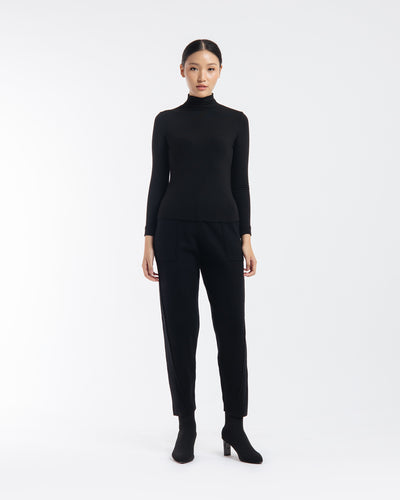 Black Relaxed Knit Winter Pants