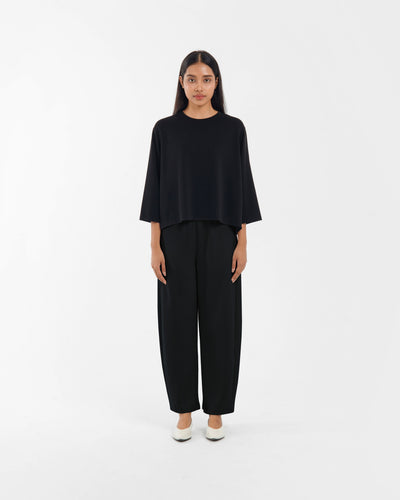 Black Bamboo Lyocell Everyday Barrel Pants