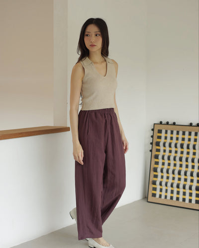 Wine Bamboo Linen Pants