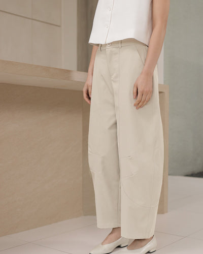 Beige Everyday Barrel Pants