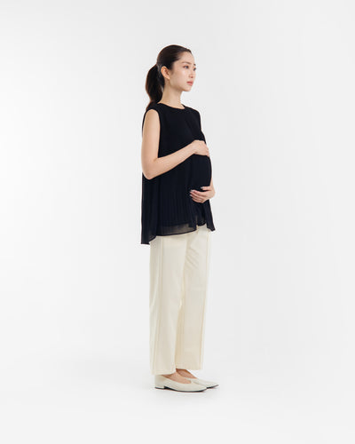 Beige Bamboo Maternity Relaxed Pants