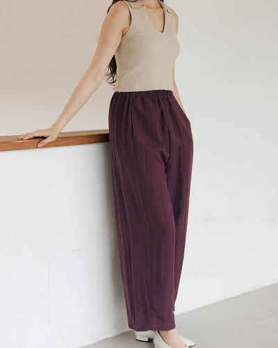 Wine Bamboo Linen Pants