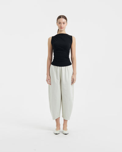 Cream Bamboo Barrel Pants