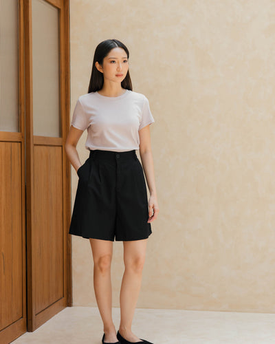 Black Midtown Linen Shorts