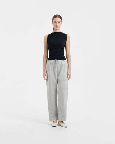 Grey Bamboo Lyocell Barrel Pants