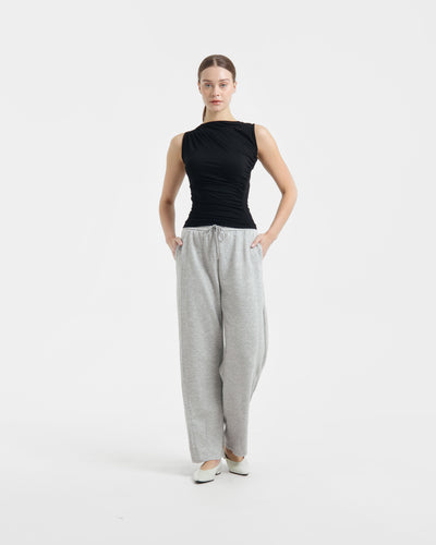 Grey Bamboo Lyocell Barrel Pants