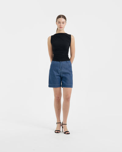 Dark Blue Ultrasoft Bamboo Denim Shorts