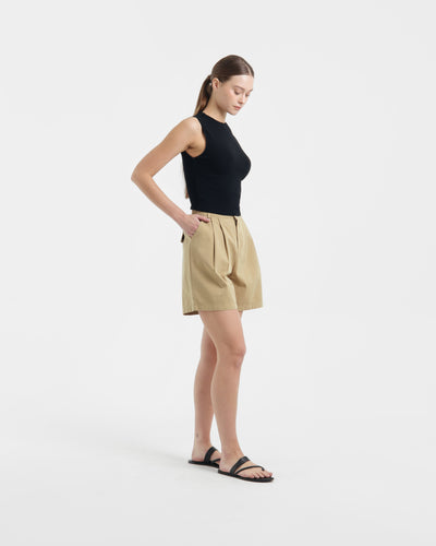 Tan Capri Shorts