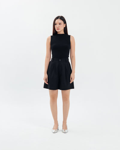 Black Midtown Linen Shorts