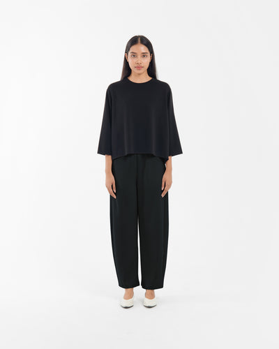 Black Bamboo Lyocell Everyday Barrel Pants
