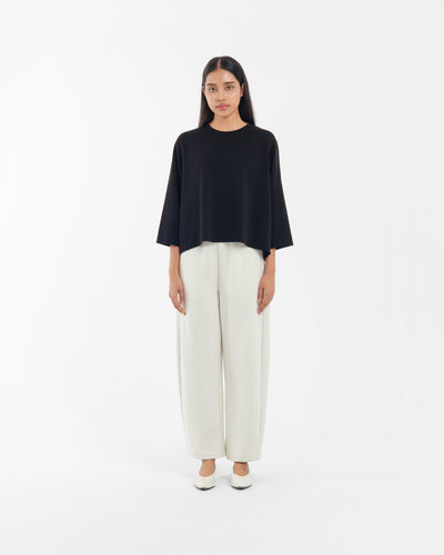 Cream Bamboo Lyocell Everyday Barrel Pants