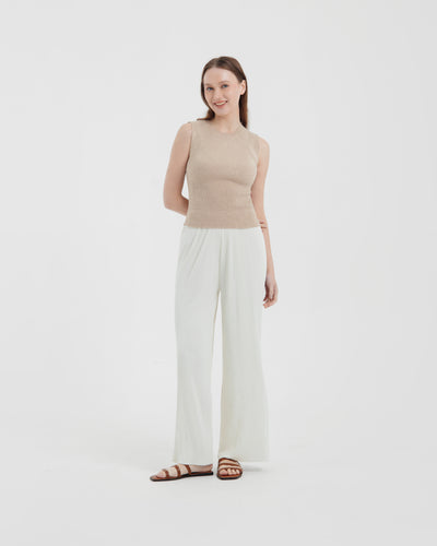 White Easy Pleated Pants