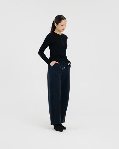 Navy Winter Bamboo Barrel Pants