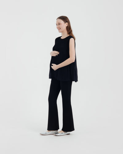 Black Ultrasoft Bamboo 2.0 Maternity Flare Pants