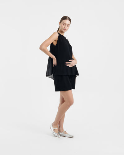 Black Bamboo Lyocell Maternity Shorts