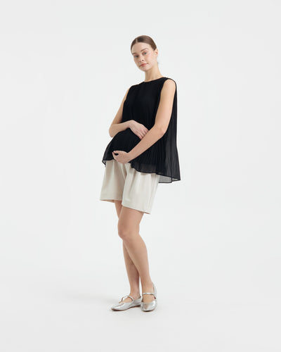 Cream Bamboo Lyocell Maternity Shorts