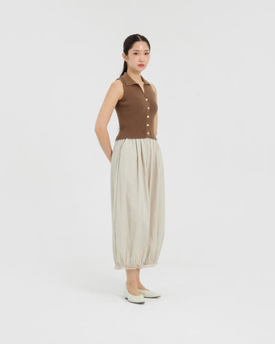 Beige Eyelet Barrel Pants