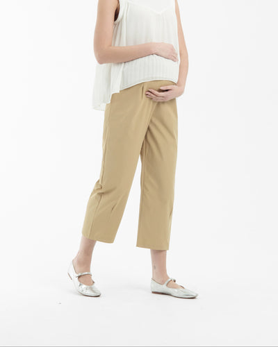 Tan Capri Maternity Pants
