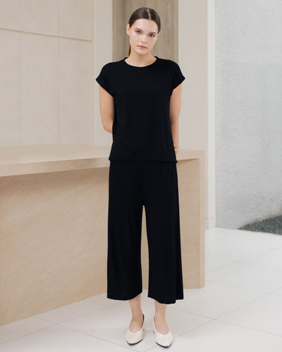 Black Airy Bamboo Daily Cullotes