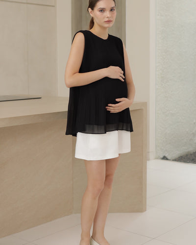 White Daily Denim Shorts Maternity