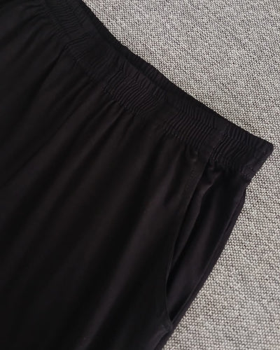 Black Airy Bamboo Daily Long Pants