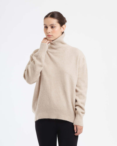 Beige Oversized Knit Sweater - Hellolilo