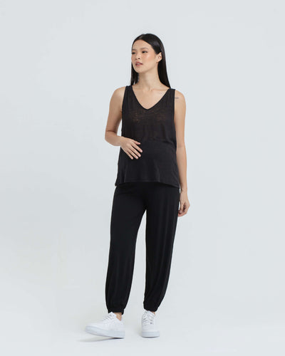 Black Bamboo Cotton Maternity Jogger - Hellolilo