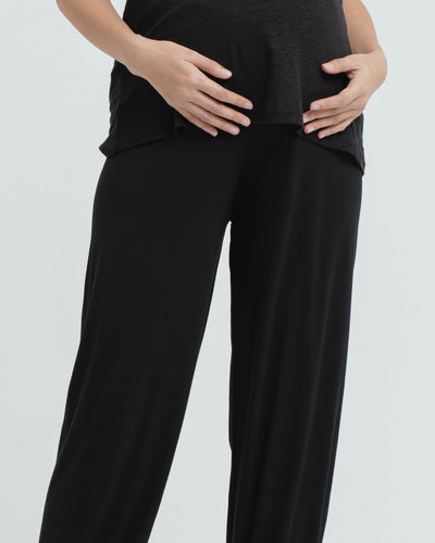 Black Bamboo Cotton Maternity Jogger - Hellolilo