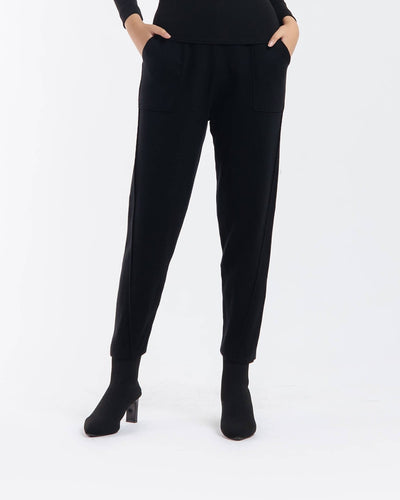 Black Relaxed Knit Winter Pants - Hellolilo
