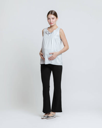 Black Ultrasoft Bamboo 2.0 Maternity Flare Pants - Hellolilo
