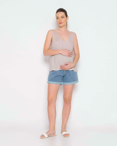 Blue Sally Denim Shorts Maternity