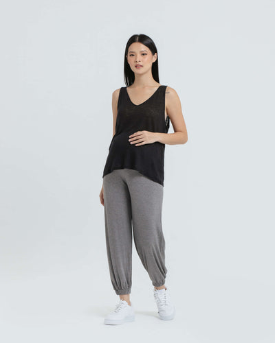 Grey Bamboo Cotton Maternity Jogger - Hellolilo