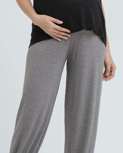 Grey Bamboo Cotton Maternity Jogger - Hellolilo