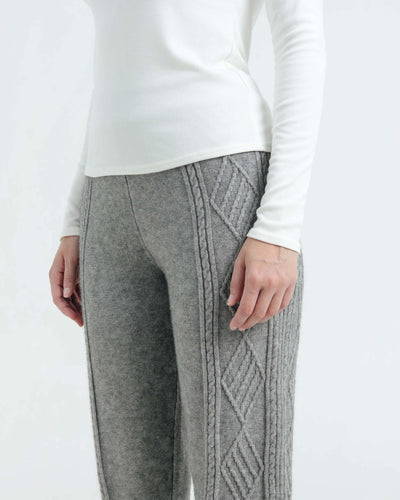 Grey Cable Knit Winter Jogger - Hellolilo