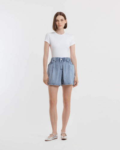 Light Blue Denim Shorts - Hellolilo