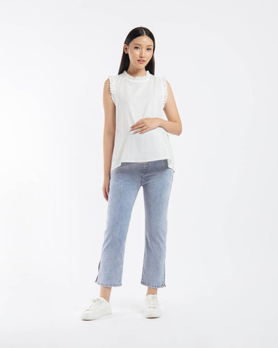 Relaxed Slit Maternity Jeans - Hellolilo