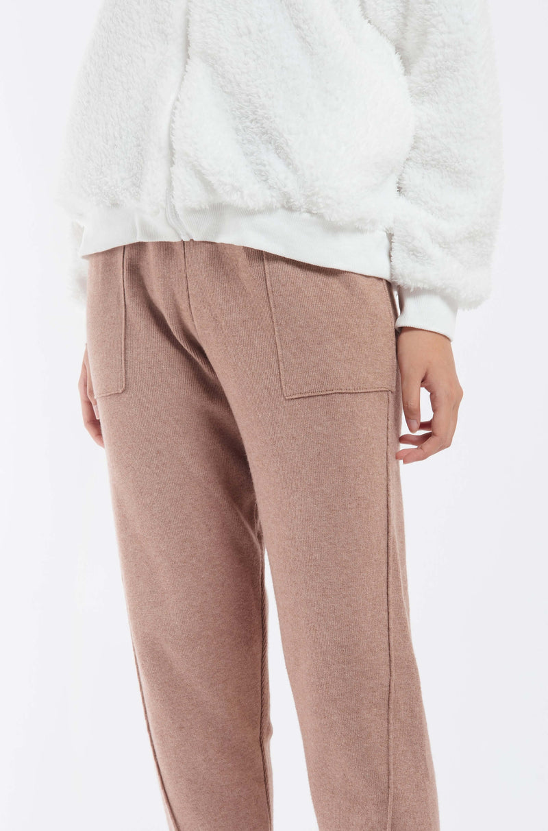 Sand Relaxed Knit Winter Pants - Hellolilo