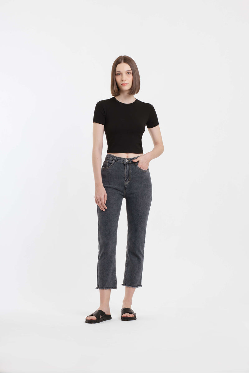 Washed Black Relaxed Jeans - Hellolilo