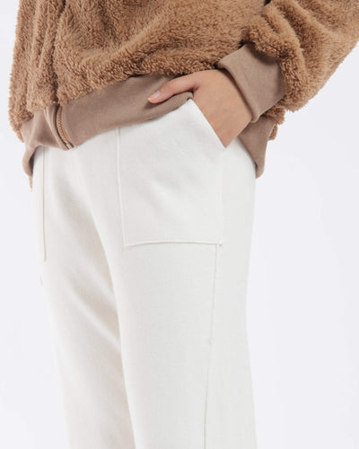White Relaxed Knit Winter Pants - Hellolilo