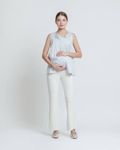 White Ultrasoft Bamboo 2.0 Maternity Flare Pants - Hellolilo