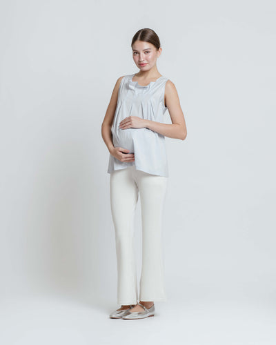 White Ultrasoft Bamboo 2.0 Maternity Flare Pants - Hellolilo