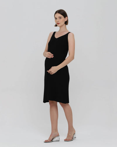 Black Sleeveless Knit Dress - Hellolilo