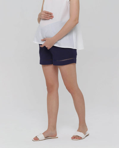 Navy Boa Shorts Maternity - Hellolilo