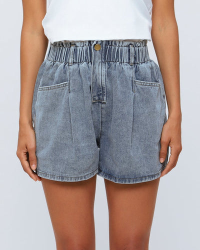 Washed Blue Denim Shorts