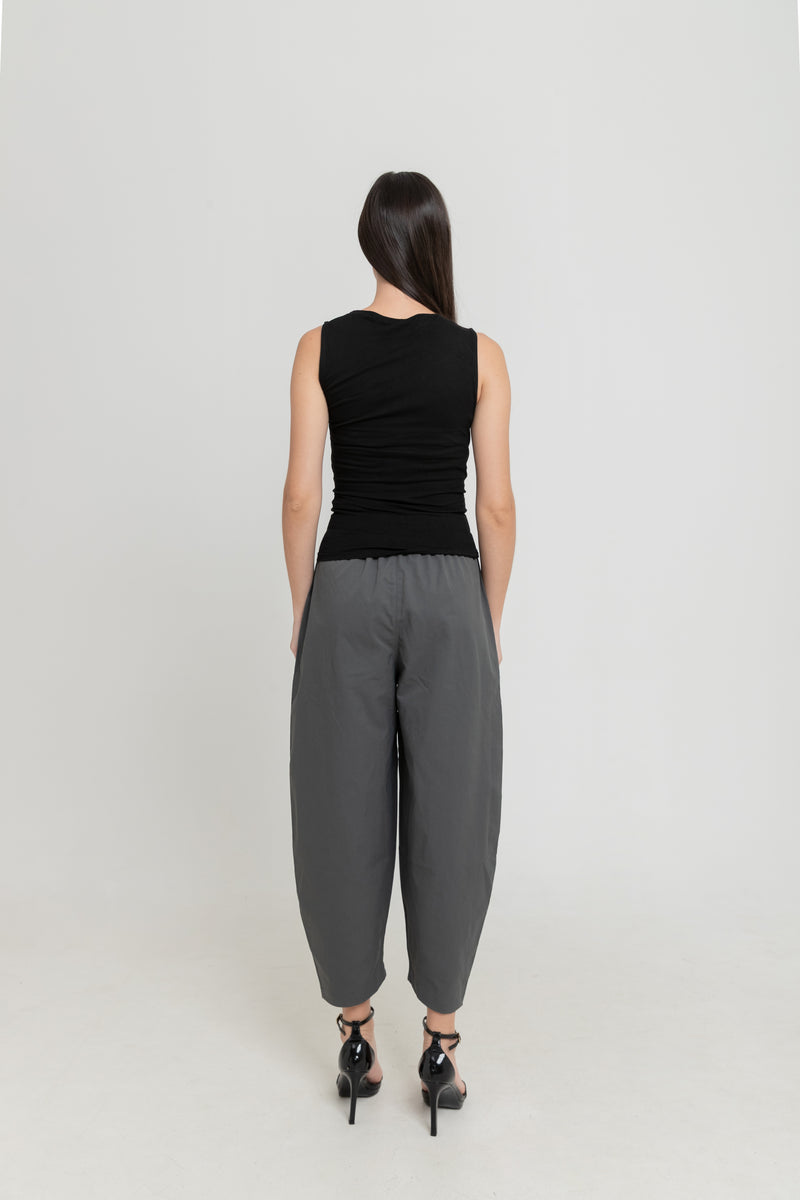 Dark Grey Bamboo Barrel Pants